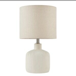 Wrought Studio White Ceramic Table Lamp Ribbed Base w/ Shade New
